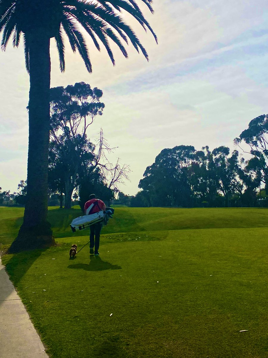 A man & his tiny dog at The Goat. 🐐⛳️ #golflife