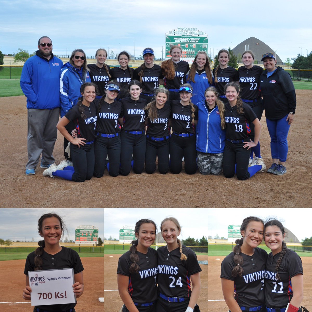 Threw my 3rd no-hitter of the season to help my @WiscoVikingSB team beat D2 #4 @IkeLions 3-0 and clinch a share of the @WOODLANDconf1 West for the 3rd consecutive year! Struck out 16 and had another immaculate inning, and I now have 710 high school career strikeouts!