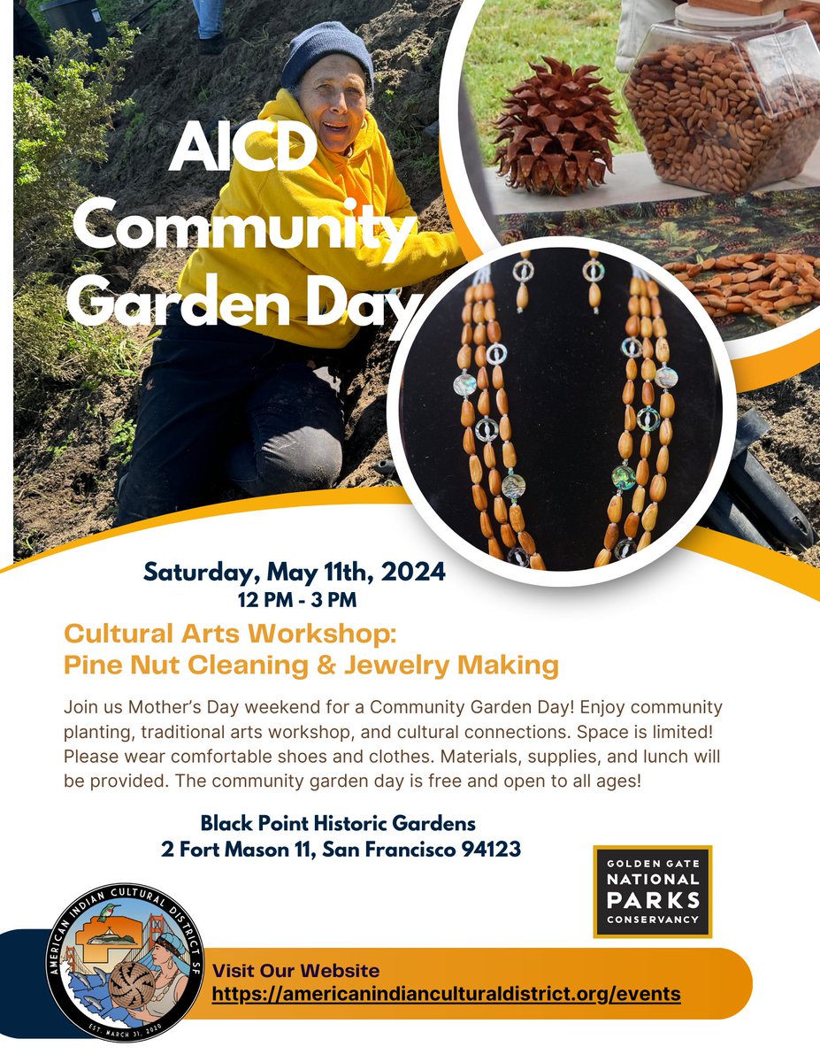 This Saturday 12:00 PM - 3:00 PM join us Mother’s Day weekend for our Community Garden Day at Black Point Historic Gardens. Enjoy an afternoon of community planting, a traditional cultural arts pine nut cleaning and jewelry making workshop. RSVP today at bit.ly/49JGC21