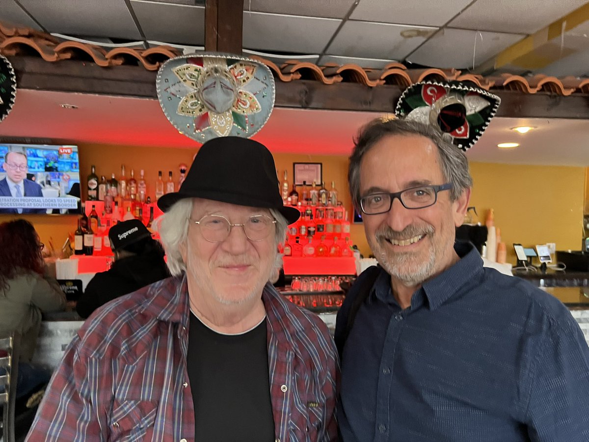 Great fun heading out to Brooklyn and meeting up with old musical friend Vince Bell, who is in town from New Mexico recording a new batch of tunes and his #waywords poems. waywordsart.com Here at Los 3 Potrillos with veteran sound man and filmmaker Bill Sarokin.