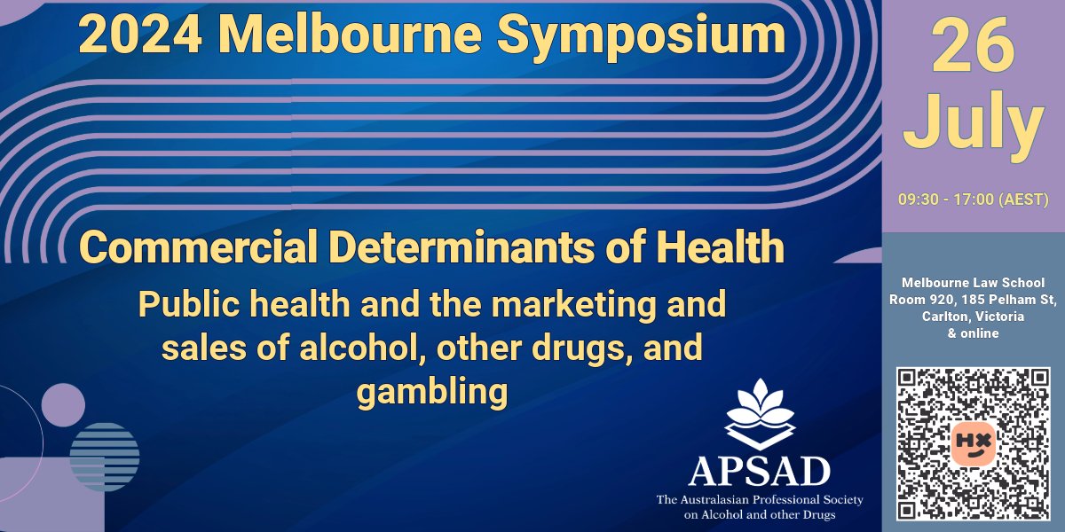 We're thrilled to announce the 2024 APSAD state based 1 day symposium in Melbourne on 26 July. This year we're focusing on Commercial determinants of health. FREE for APSAD members. Registration is now open - events.humanitix.com/apsad-symposiu…