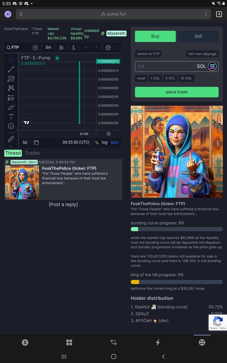 Come on over to @pumpdotfun and have some fun and scoop up some "FookThePolice" $FTP