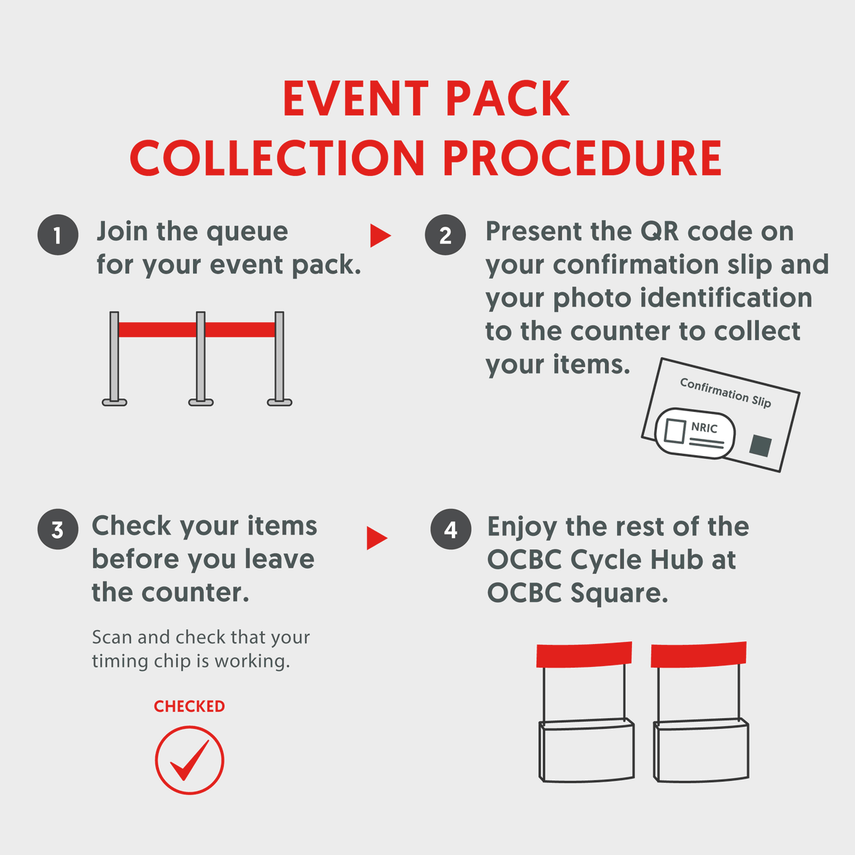 OCBC Cycle 2024 is happening this weekend! The Event Pack Collection is on Fri &amp; Sat 10 &amp; 11 May 10am - 830pm.

Do note the new collection venue this year - packs will be given out at the Singapore Sports Hub Visitor Centre (next to OCBC Square). See you there! #letsgocycle