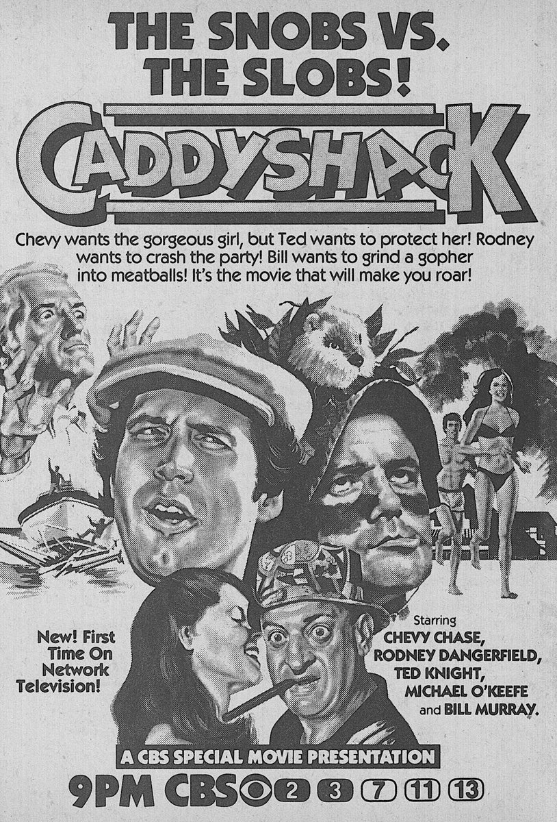 📺CBS Primetime, May 9, 1982:

— Network premiere of ‘Caddyshack’
