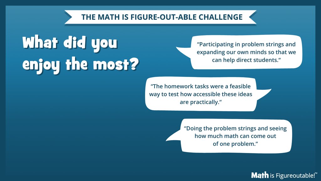 Here's why you should join the challenge... Register at mathisfigureoutable.com/challenge #MathIsFigureOutAble #MathStratChat #MathChat #MTBoS #ITeachMath #MathEd #Mathematics