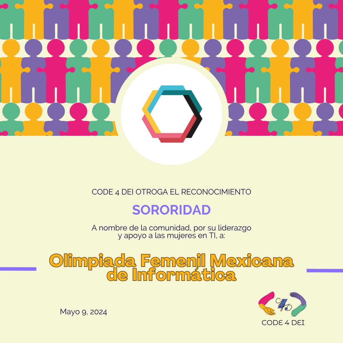 Code4DEI's tweet photo. En la categoría "Sororidad", la comunidad tech votó en su mayoría por que @ofmi_omegaup obtuviera este reconocimiento por ser una organización que se enfoca en apoyar niñas y mujeres para que se desempeñen mejor en el ámbito personal, profesional y en la industria tech. https://t.co/kFSCCzTt7T