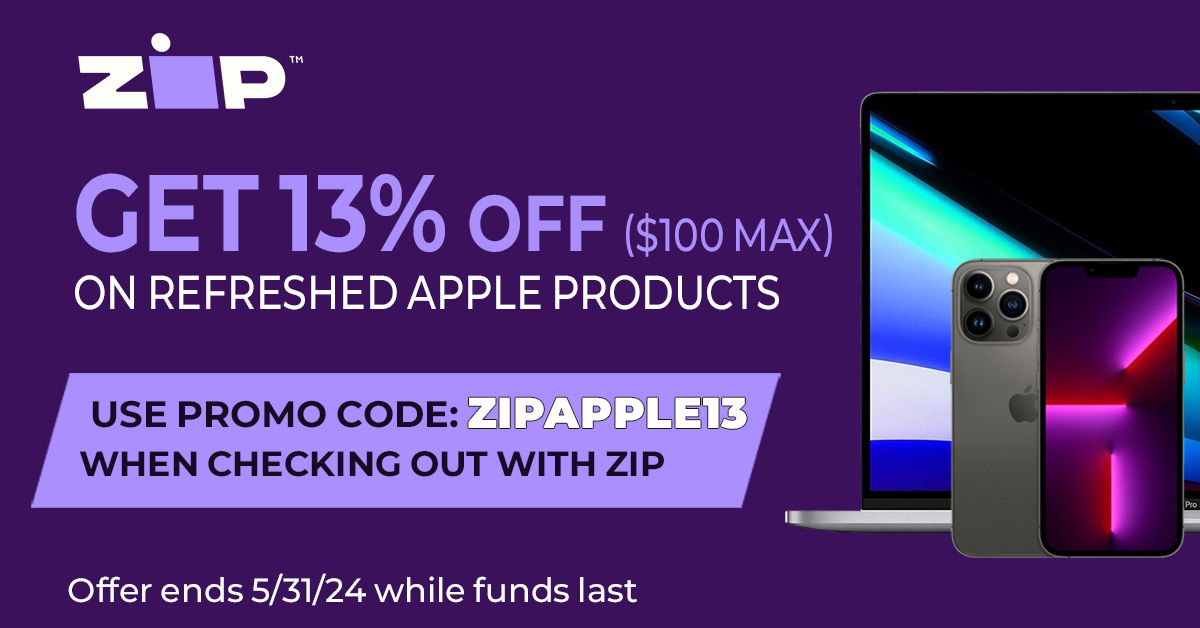 We have Refreshed MacBooks, iPhones, iPads, and more on sale with @zip_usa. Get 13% off ($100 max) paying over time w/ Zip using code ZIPAPPLE13, and enjoy like-new Apple products with our 90-day Refreshed 🔄 Guarantee. Limited offer while funds last. newegg.io/x-zipapple13