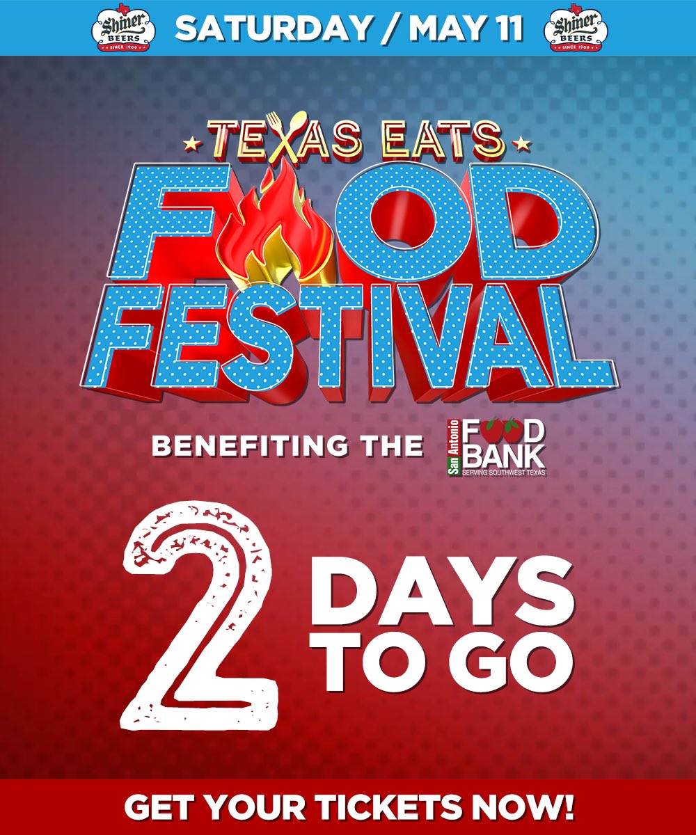 🔥 ONLY 2 DAYS TO GO! 🔥 Buy your tickets NOW for the Texas Eats Food Festival! >> bit.ly/4aVLi4V 🔥

#SanAntonio #Texas #Foodie #Festival #TexasEats #ElderEats