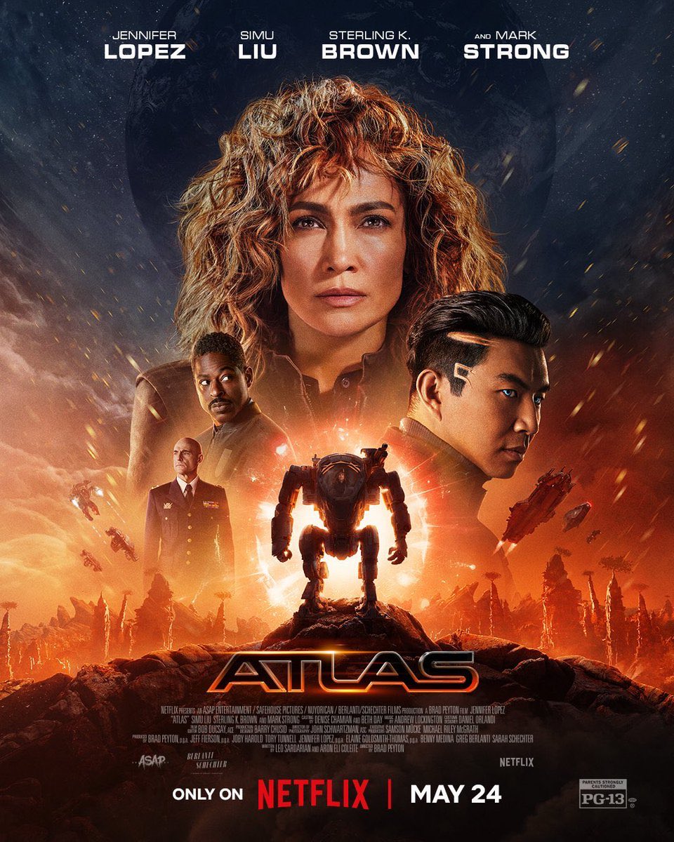 New poster for Brad Peyton’s ‘ATLAS,’ starring Jennifer Lopez. Releasing on Netflix on May 24.