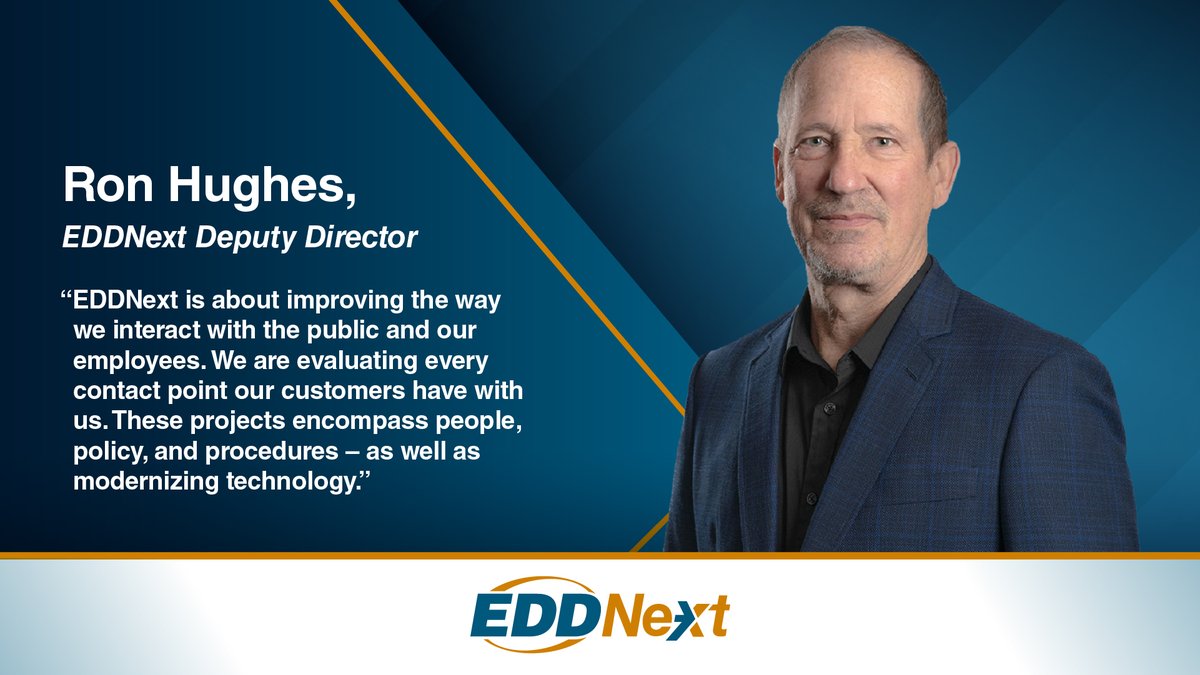 #EDDNext is an ongoing modernization effort to completely transform the EDD customer and employee experience: edd.ca.gov/EDDNext. We're updating online applications, contact centers, the claims process, policies, procedures, & forms, to make your experience easier & faster.