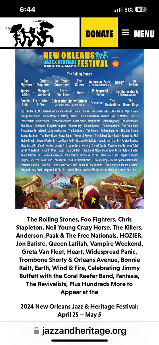 I had to take a screenshot of this, but this is probably the biggest lineup that I’ve been a part of and all the years I’ve been performing at the 2024 jazz Fest with Leo nocentelli, so grateful to be a part of history