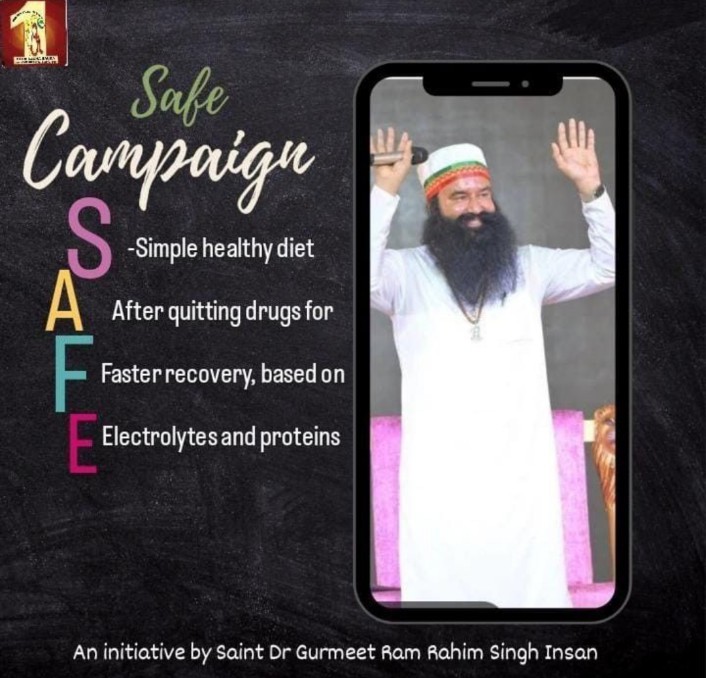 #SAFE Campaign starter by Saint MSG, under this protein-rich food is being given to drug addicts so that they can stay healthy. #SaintDrMSG Ji Insan Himself has started this. Vks
