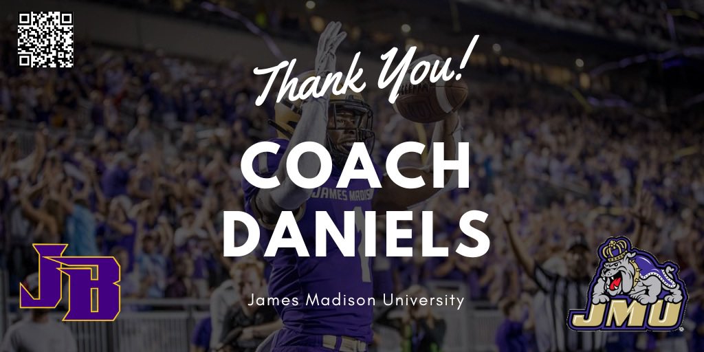 We’d like to thank @CoachSamDaniels from @JMUFootball for stopping by today to check out some of our student-athletes‼️ #NextLevelBucs 😈