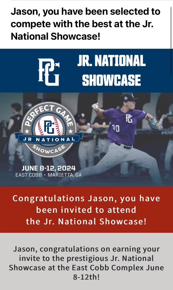 @PerfectGameUSA Looking forward to the Junior National Showcase in June at East Cobb. @TEAMELITENATION @PG_Georgia @TEuncommitted @PG_Scouting @PG_Uncommitted @PGShowcases #JrNational @DanesClub @BigChiefTE @dbrookerichards