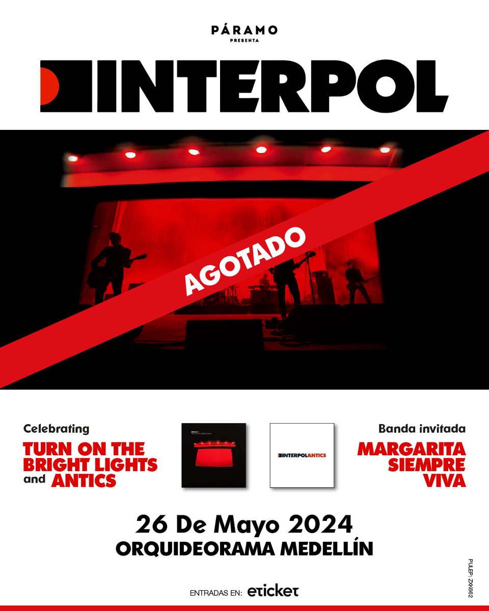 Medellín está a punto de vivir uno de esos raros eventos que cambia vidas. Gracias a todos los que estarán ahí para vivir algo inolvidable junto a @interpol 🔴⚪️