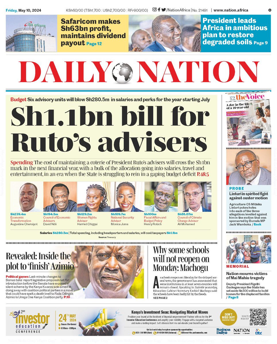 Mr. Augustine Cheruiyot, an advisor to President Ruto makes $1.8million in one year. The President of USA makes $450,000 in one year. Kenya, a third world country is paying an advisor to the President, about 4 times what America, First world country pays its President. Kenya…
