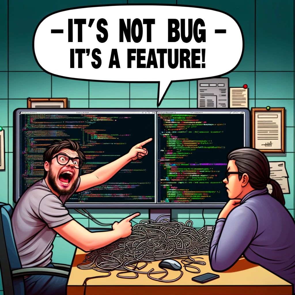 Code surprises are just features in disguise! 'It's not a bug, it's a feature. 

#TechTuesday #MachineLearning #DevDiscuss #100DaysOfCode #SciFiSunday #CodeNewbie #DataScience #Blockchain #Robotics #GameDev #CyberSecurity #OpenSource #WomenWhoCode #IoT #AR #VR