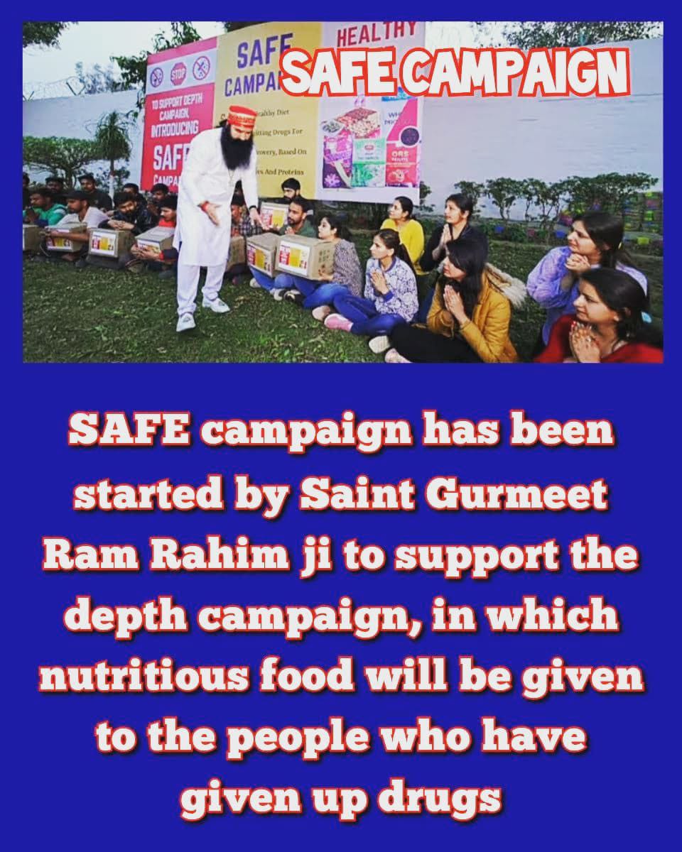 Under the Depth campaign, people who have given up drugs should not have any kind of weeknees, so Saint Ram Rahim Ji has run a Safe Campaign, under which the servants of Dera Sacha Sauda give nutritional kits to people who give up drugs. #Safe
