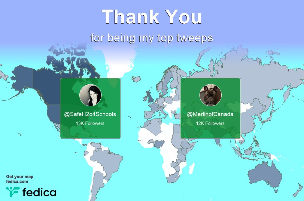 Special thanks to my top new tweeps this week @SafeH2o4Schools, @MerlinofCanada
