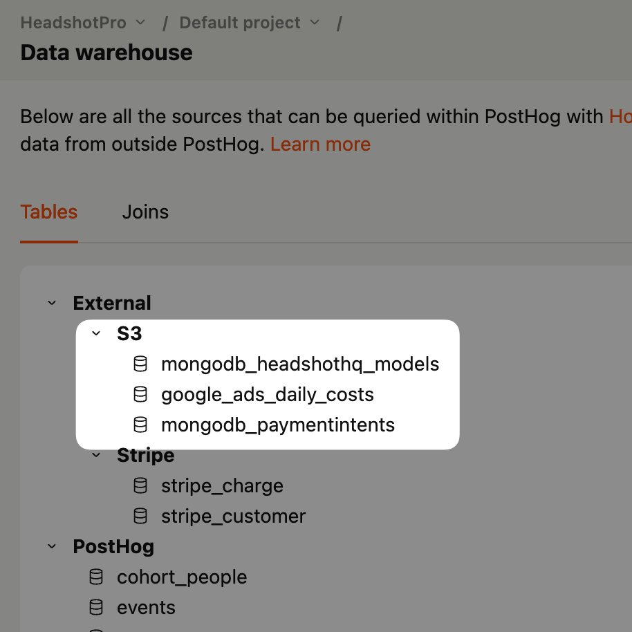 dannypostma's tweet image. Absolutely in love with @posthog, especially with their new &quot;Data Warehouse&quot; feature.

Allows me to import ANY data.

I&apos;m now important Google Ads costs, Replicate GPU costs and revenue info from Stripe. 

Which enables me to make a real-time P&amp;amp;L dashboard.
