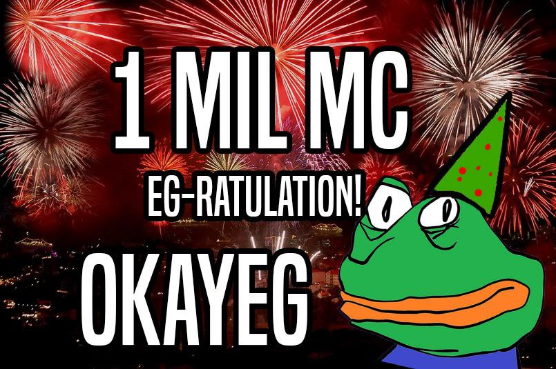 Happy 1 Million MC to me 🥳 2 Million targeted next 🫡 #Okayeg #Basememecoins #Base