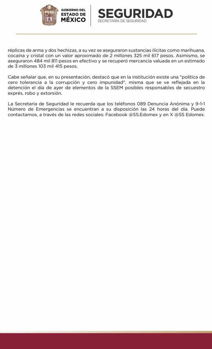 Esta tarde realicé el #InformeSemanal en el que di a conocer que el delito de extorsión disminuyó 4.5 por ciento en el primer trimestre del 2024 con respecto al mismo periodo de 2023, en tanto, el homicidio doloso con arma de fuego ya no es la principal causa de homicidios en la