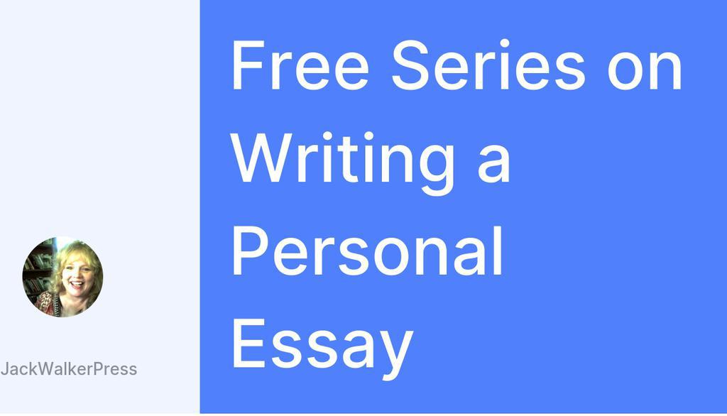 The First-Person Writing Series on Writing the Personal Essay. Start writing.

Read more 👉 lttr.ai/AOknW

#PublishablePersonalEssay #writingAPersonalEssay #PersonalEssayWriting #PersonalEssay #UnrelentingMuscularDisease #TenMinuteFreeWriteTest #PersonalEssaySubject