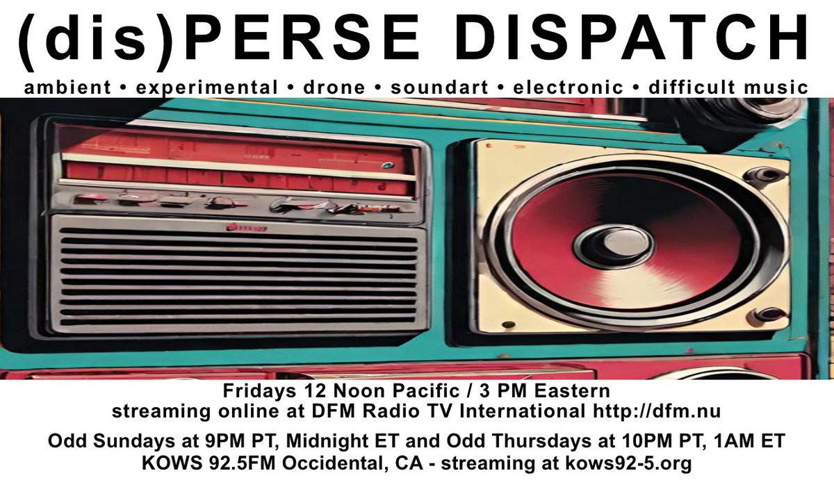 auricular's tweet image. This week, episode #674 of (dis)PERSE Dispatch will feature tracks by La Dusseldorf, Lumin, Moon, Robert Rich, Jan Jelinek, Six Organs of Admittance, Remote Vision, wAgAwAgA, Mum, Nurse with Wound, VioSac, Robert Musso, Metamorphic Mindphase, Indo, The Ambient Visitor, and more.