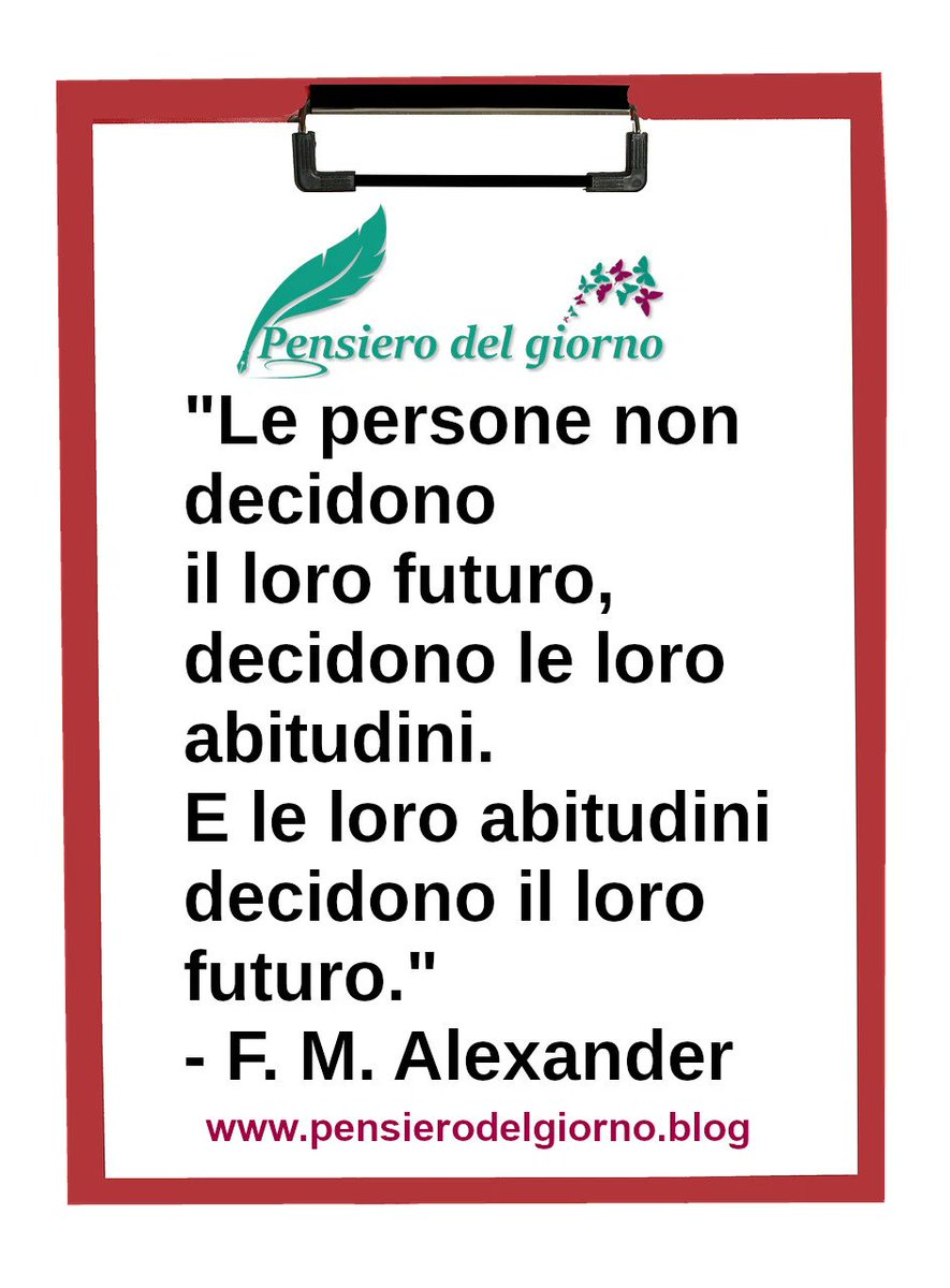 “Le persone non decidono il loro futuro, decidono le loro #abitudini. E le loro abitudini decidono il loro futuro.” – Frederick Matthias Alexander #schiavidelleabitudini #frasedelgiorno #decidereilfuturo