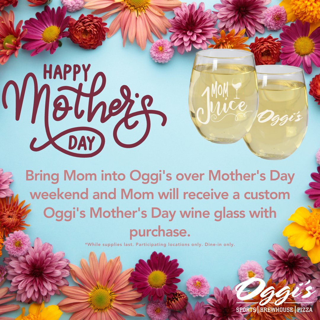 We invite you to join us for this promotion at Oggi's Del Mar on Mother's Day!  Hope to see you!  Have a great day celebrating all moms!