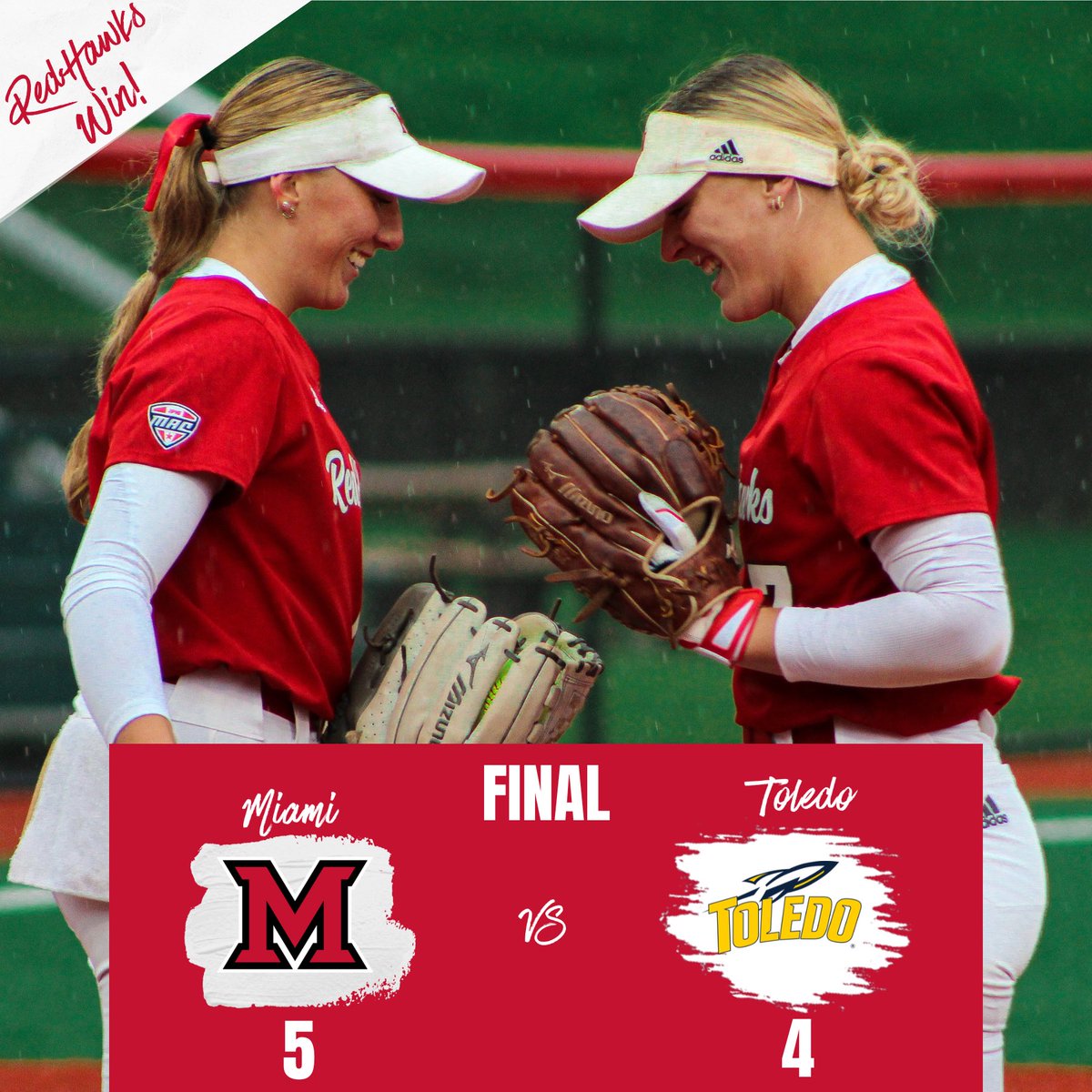Good things come to those who wait #RiseUpRedHawks 🔴Spaid went 3-for-4 at the plate. Parks went 2-for-3. 🔴Bewick knocked in three RBI including a two-run homer and the game-winning sac fly. 🔴Madilyn Reeves pitched the complete game and got the win.