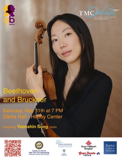 Texas Medical Center Orchestra’s next concert, Beethoven and Bruckner, takes place this Saturday at Hobby Center’s Zilkha Hall in downtown Houston. tmcorchestra.org/concerts #ClassicalMusic #TexasMedicalCenterOrchestra #Violinist #TexasArts
