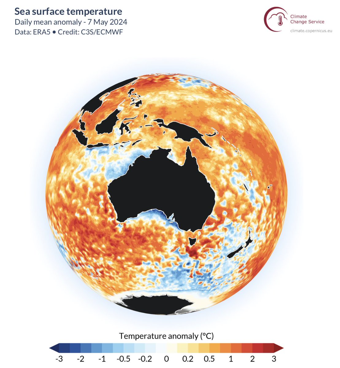 We keep voting in people that are okay with prolonging the world's reliance on fossil fuels, the very thing that is cooking our planet. Meanwhile, check out the ocean temperatures around Australia as we approach winter...
