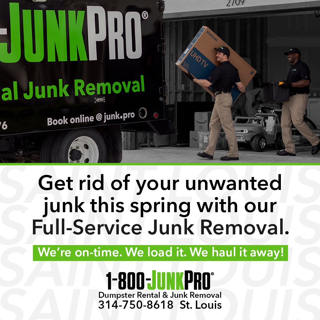 Full-Service Junk Removal from 1-800-JUNKPRO St. Louis will help make your spring cleaning a breeze!

We're on-time. We load it. We haul it away!

Book your next junk removal service anytime on our website junk.pro.

#stlouis #saintlouis #junkremoval