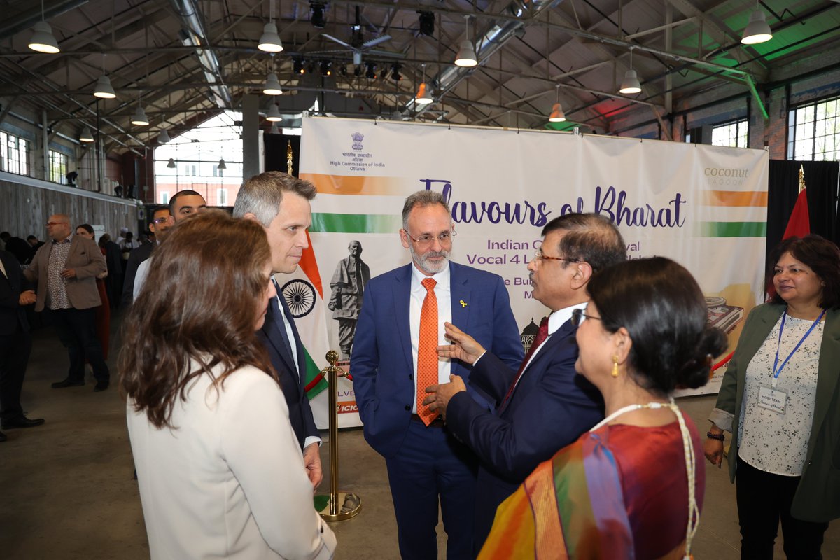 HCI_Ottawa's tweet photo. Dignitaries and guests were treated to the vibrant culinary delicacies of different regions of India at the #FlavoursofBharat, a specially curated India food festival organized by @HCI_Ottawa in partnership with Chef Joe Thottungal of @coconutlagoon and his team of leading Chefs from India, supported by @sbicanada and @ICICICanada.
Mayor of @ottawacity @_MarkSutcliffe, Members of Parliament @AryaCanada @PaulChiangMU @shafqatalimp Diplomatic Corps & prominent personalities of the community graced the occasion.
@MEAIndia @IndianDiplomacy @MinOfCultureGoI @iccr_hq @DDNewslive @PIB_India @ANI @htTweets @SBICanadaBank @ICICIBank @tgifOttawa @DiasporaDiv_MEA @AryaCanada