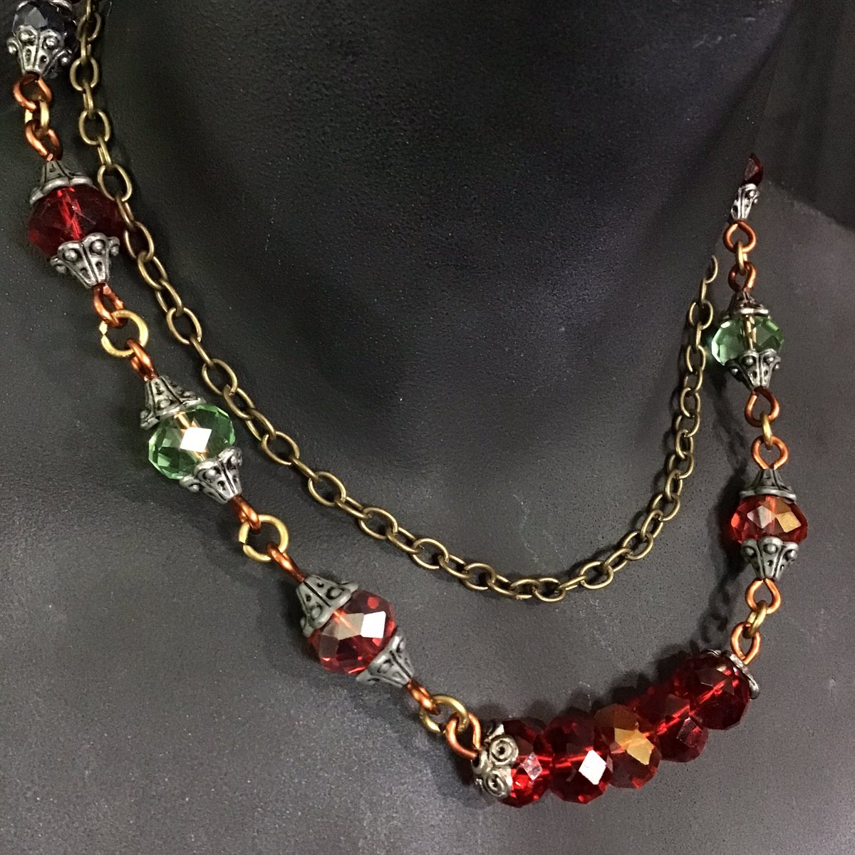 🌫️HANDMADE BEAD AND CHAIN NECKLACE🌫️To Purchase🫧 #HitTheLinkInMyBio #Beads #HandmadeJewelry #Jewelry #MichaelsMakerPlace