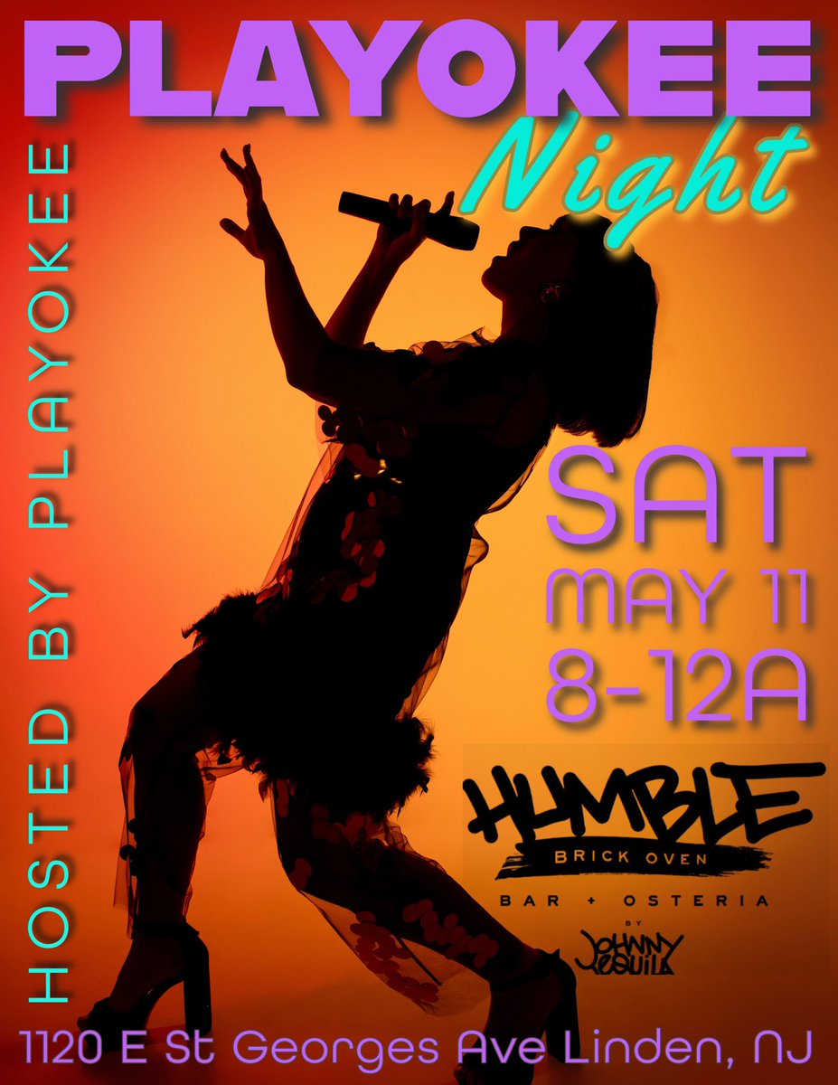 BuggsyClark's tweet photo. Get ready to unleash your inner rockstar as @playokee host #Karaoke night 

at 

@humblebrickoven! 
1120 E Saint George’s ave
Linden, NJ

Join us for a fun-filled evening of singing your heart out with friends and fellow karaoke enthusiasts. https://t.co/PrwnVdU6ZW