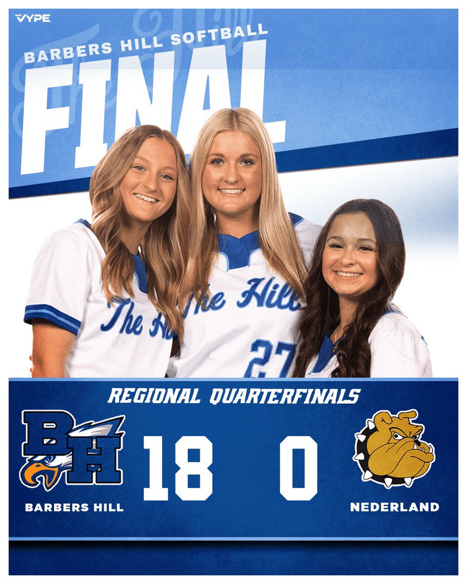 Great team win tonight! Regional Semi-Finals next week!! <a href="/BH_Athletics/">Barbers Hill Athletics</a>  <a href="/barbers_hillhs/">Barbers Hill HS</a> <a href="/BHISD/">Barbers Hill ISD</a> <a href="/BHBoosterClub/">BH Athletic Booster</a> <a href="/TXPrepSoftball/">Texas Prep Softball</a> <a href="/BreannaNorman77/">Breanna Norman</a> <a href="/BLivanec/">Brookelyn Livanec</a> <a href="/AshLynnCooper3/">AshLynn Cooper</a>
