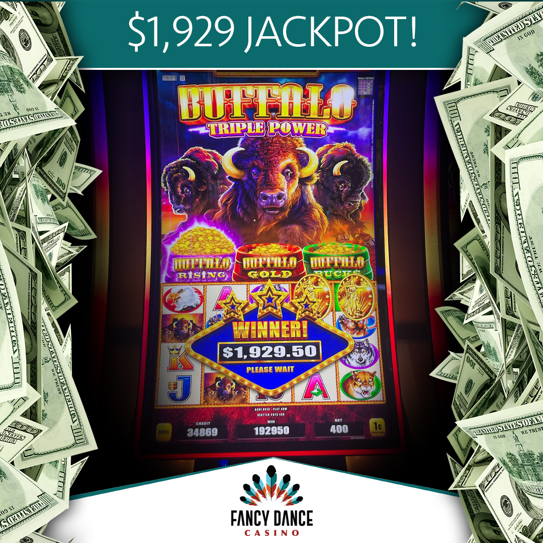 #Congrats to our $1,929 #Jackpot #Winner on #BuffaloTriplePower! 🐃 Stampede your way to #bigwins at #FancyDanceCasino tonight! 🤑 #fancydance #casino #buffalo #fancy #getfancy #oklahoma #ponca #power #slots #slotwin #stayfancy #triplepower #wherewinnersdance #win #winbig