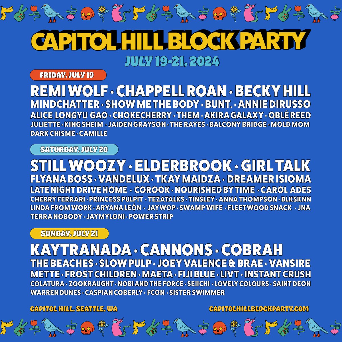 Save the date! The Capitol Hill Block Party is happening on 7/19-21. This year's lineup is stacked with talent, featuring Kaytranada, Elderbrook, and more. Get your tix for the ultimate summer weekend in the heart of Capitol Hill! Win weekend passes! t.dostuffmedia.com/t/c/s/125111