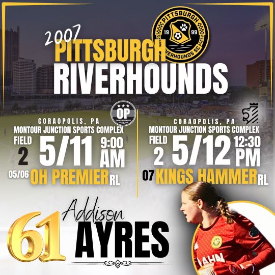 Big weekend in the @ECNLOhioValley Conference. Riverhounds take on Ohio Premier and Kings Hammer on home soil in competition for points💪⚽️🧤 I'm pumped to get after it this weekend🙌 @HoundAcademy @houndsspeed @ImYouthSoccer @ImCollegeSoccer @PrepSoccer @TopDrawerSoccer