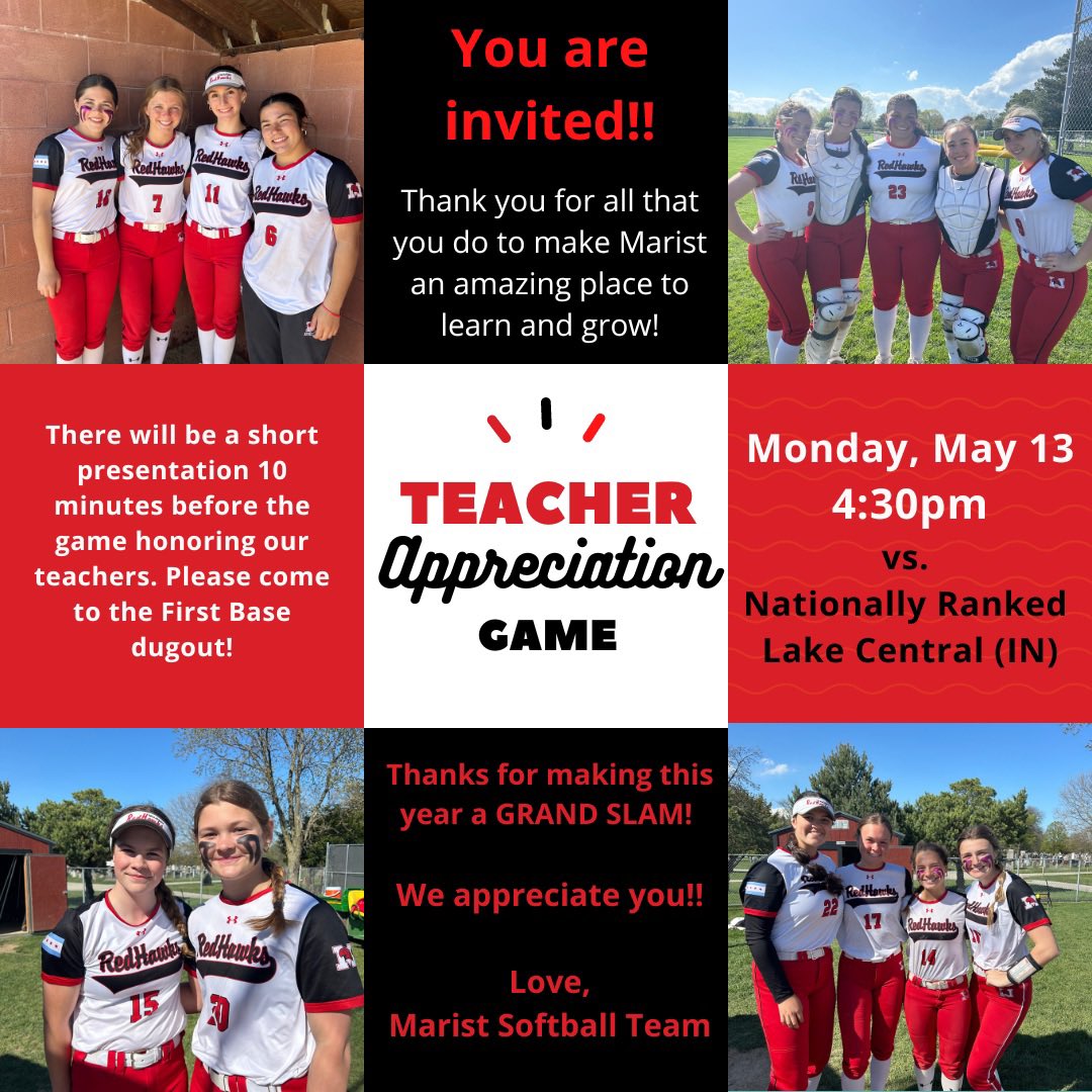 MONDAY: All Faculty and Staff are welcome to come to our teacher appreciation game!! Save the date!!