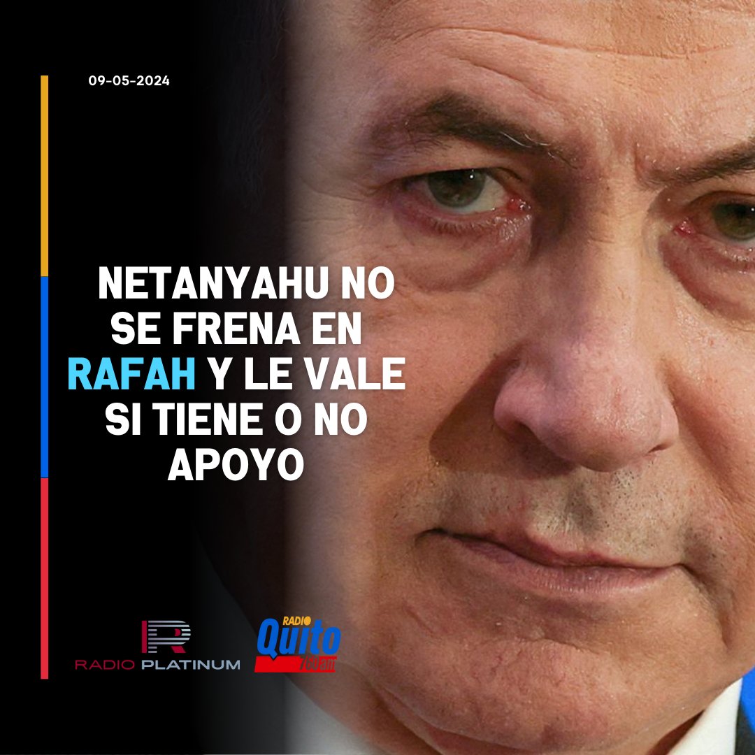 #POSTURA. #Netanyahu insiste en la incursión en #Rafah aun sin el apoyo de #EEUU. Luego de que Washington anunciara la suspensión parcial de sus envíos de armas a #Israel, el primer ministro afirmó este 9 de mayo que su ejército seguirá hasta alcanzar sus metas, con o sin apoyo.