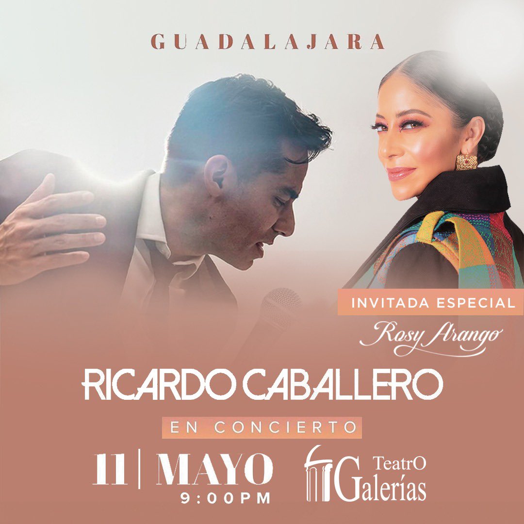 ¡Mi gente linda de Guadalajara! Nos vemos el sábado, tendré una participación especial en el concierto de mi querido Ricardo Caballero les aseguro que va a estar increíble. ¡Nos vemos en Teatro Galerías! #RosyArango #RosaMexicana #concierto #Guadalajara