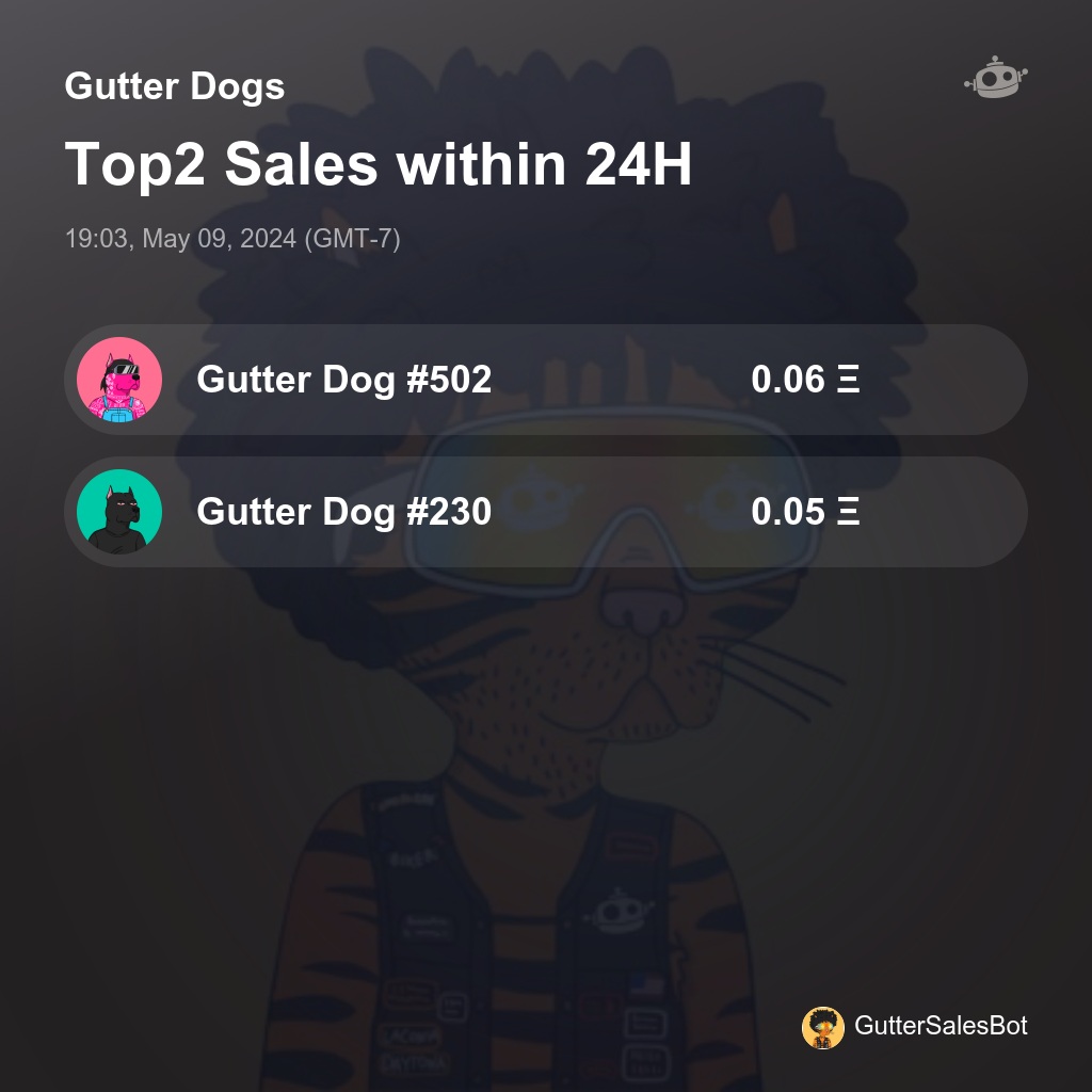 Gutter Dogs Top2 Sales within 24H [ 19:03, May 09, 2024 (GMT-7) ] #GutterDogs