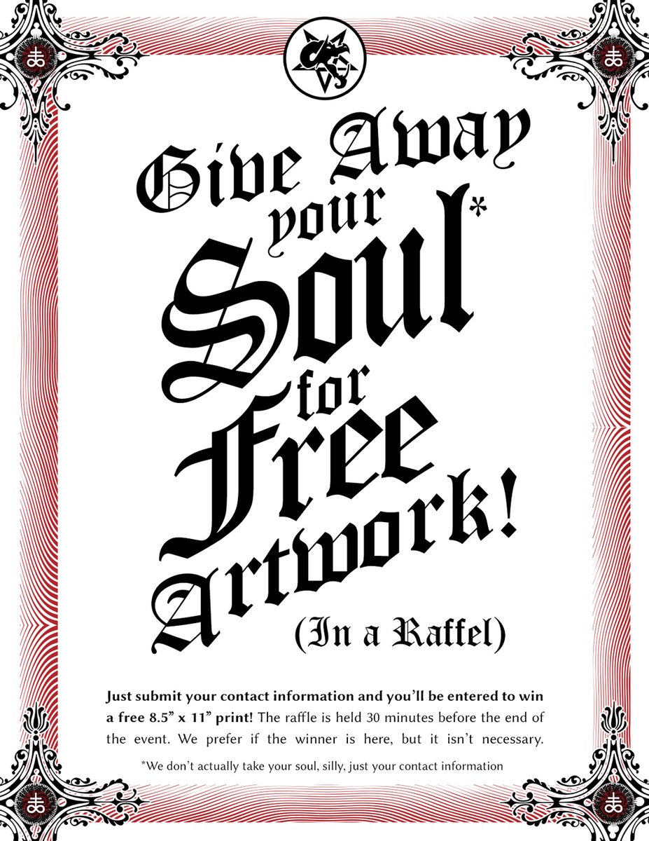 Would you give away your soul for free artwork? Well, you don't have to! Come on down to my booth at Mt. Airy Day from 12 PM and 4:30 PM for a chance to WIN SOME ART! Mt Airy Day Saturday, May 11, 2024, 12 PM — 5 PM 7000 Germantown Ave Philadelphia, PA #FreeArtwork