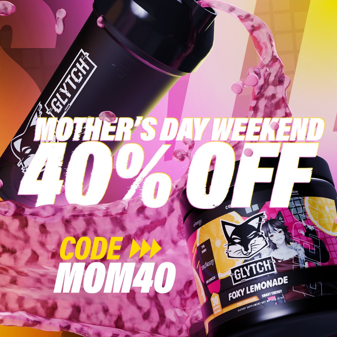To show all the Mom's out there that you're appreciated, we're giving you the gift of GLYTCH! 🦊🌹 This weekend we want you to save on all your favorite flavors and supplements with code 'MOM40' Celebrate Mother's Day with us!🥰 GLYTCHEnergy.com