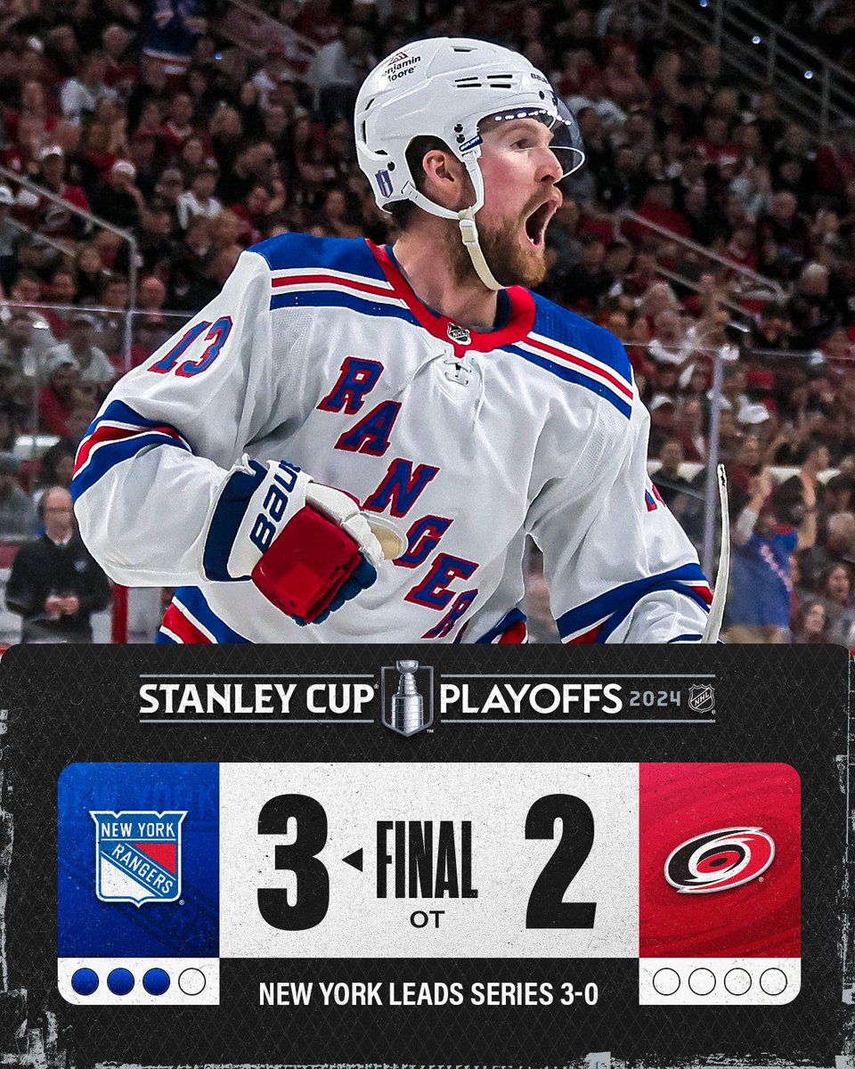 The <a href="/NYRangers/">New York Rangers</a> have themselves a 3-0 series lead! 🗽 #StanleyCup