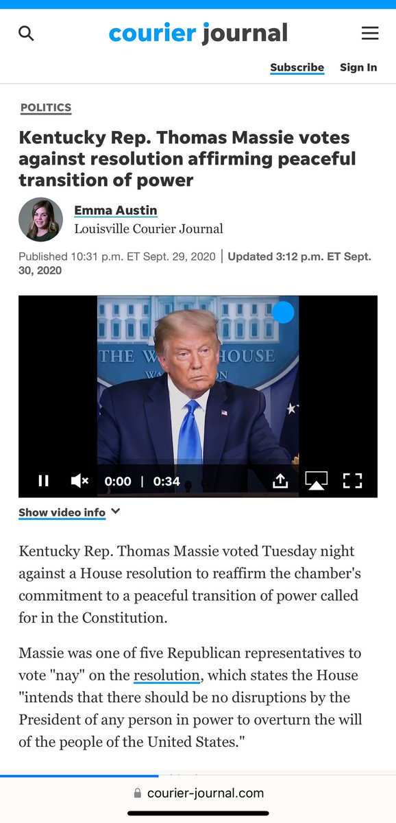 152. In September 2020, five House Republicans voted against a resolution in support of a peaceful transfer of power, after Trump refused to commit if he lost the election to Joe Biden. Matt Gaetz, Louie Gohmert, Steve King, Clay Higgins…. and Thomas Massie…