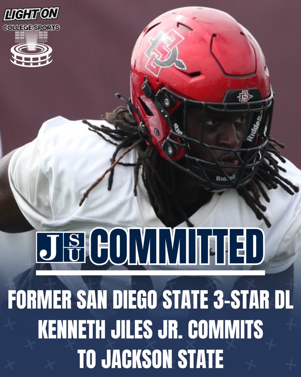 Former San Diego State 3-Star DL Kenneth Jiles Jr. has committed to Jackson State, per his social media. 🐅🔥

#GuardTheeYard <a href="/KJilesJr/">Kenneth Jiles Jr.</a>